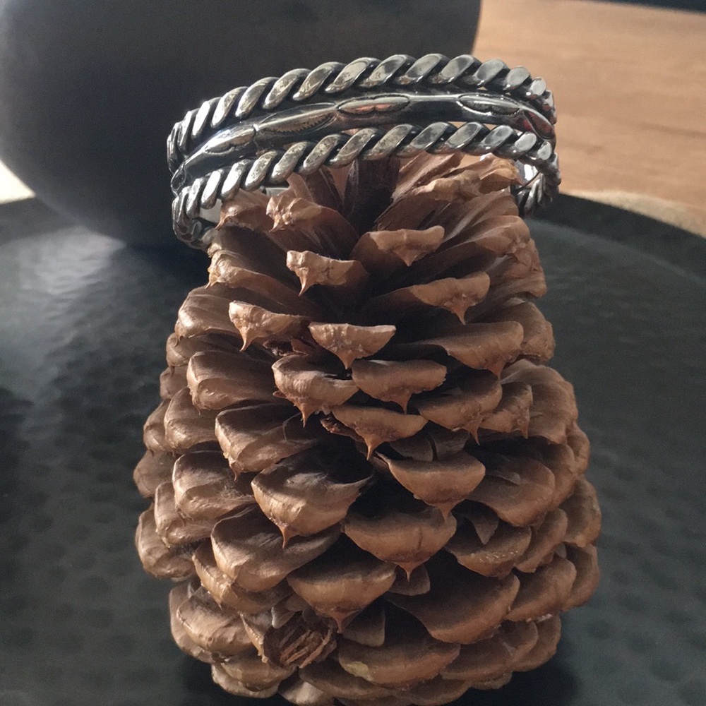 Sterling Silver(stamped) bracelet with Native American detail. Larger size